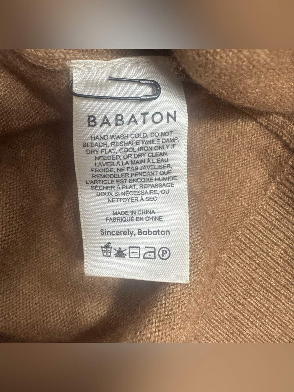 Babaton Mulray Turtleneck Sweater Dress Brown Wool Linen Knit Size Small - Picture 4 of 6